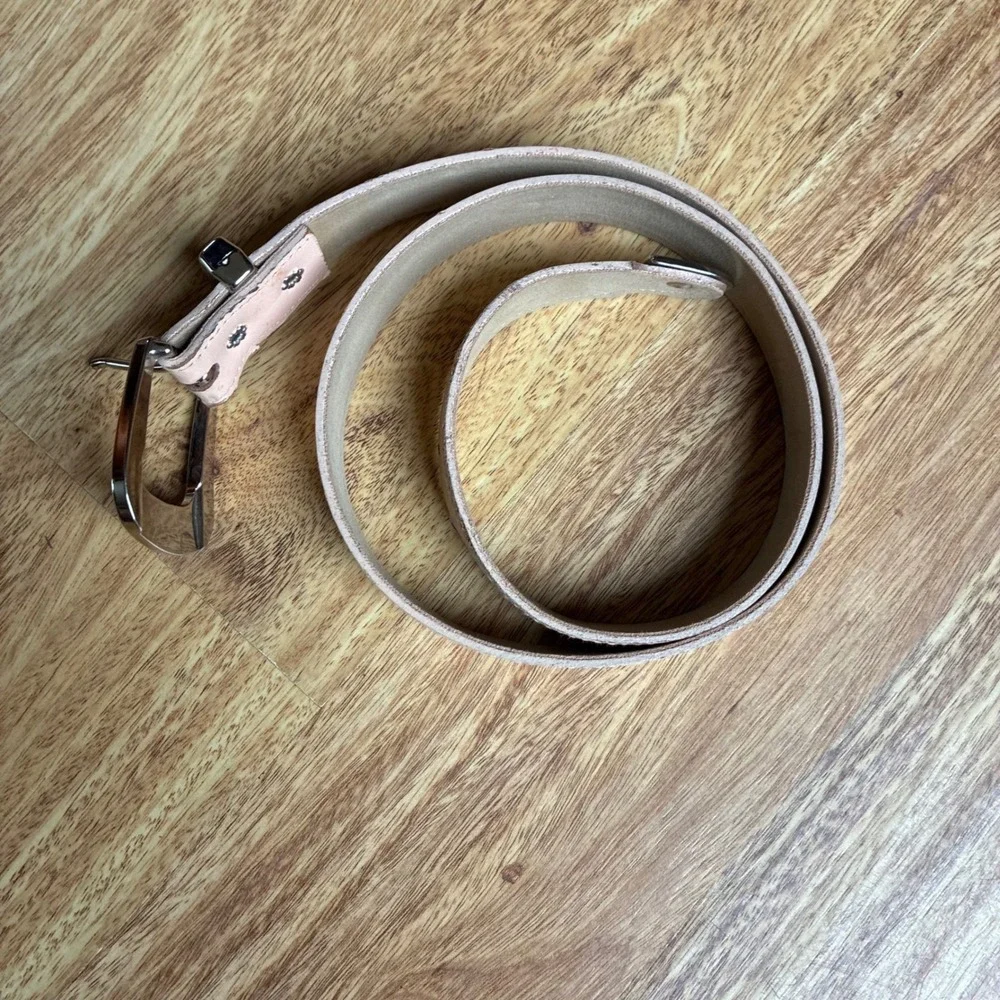 Western Leather Belt Blush Pink Silver Buckle Small Medium Boho Cowgirl Rodeo